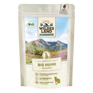 Wildes Land - Feline Adult Bio PUR Huhn mit Lachsöl Beutel