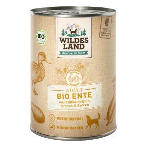 Wildes Land - Canine Adult Bio Ente mit Süsskartoffeln Dose