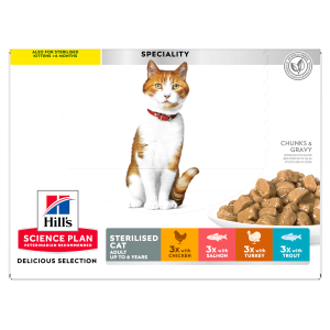Science Plan - Feline Adult Sterilised Multipack (Huhn, Lachs, Forelle, Truthan) Beutel