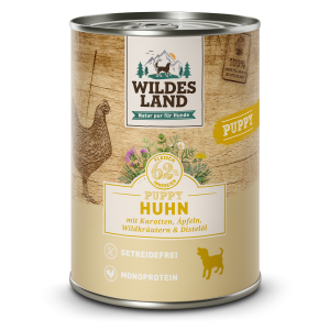 Wildes Land - Puppy Huhn mit Karotte, Apfel und Wildkräutern Dose