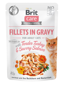 Brit Care Cat - Fillets in Gravy with Tender Turkey & Savory Salmon