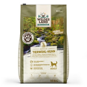 Wildes Land - PawPrint Animal Welfare - Canine Adult Tierwohl-Huhn mit Kartoffeln, Erbsen und Wildkräutern
