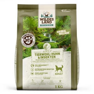 Wildes Land - PawPrint Animal Welfare - Canine Adult Tierwohl-Huhn & Insekten mit Kartoffeln, Erbsen und Wildkräutern