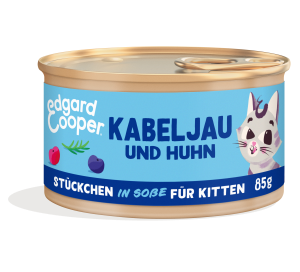 Edgard & Cooper - Feline Kitten MSC-Kabeljau + Huhn mit Blaubeeren Dosen