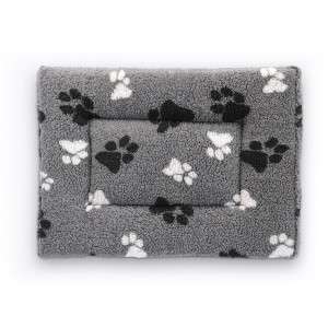 Petlife - Fleece Crate Mat grau mit Pfoten