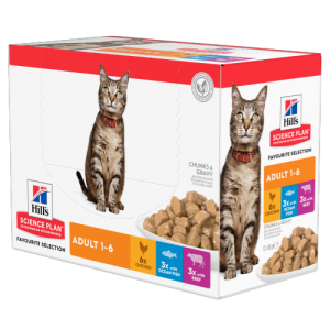 Science Plan - Feline Adult Multipack (6x Huhn, 3x Rind, 3x Fisch) Beutel