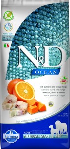 Farmina - N&D Ocean Canine Adult Medium/Maxi Kabeljau, Kürbis & Orange